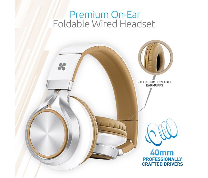 Promate Spectrum Premium On EarStereo Wired Headset with Padded Headband, Brown - Zoom Image 1