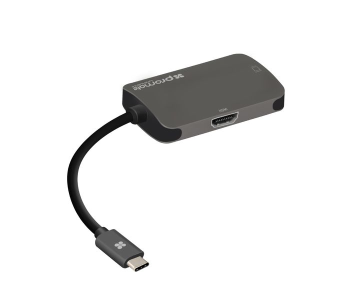 Promate Unihub-C4 2-in-1 USB 3.1 USB-C Type-C Display Adapter with VGA & HDMI, Grey - Zoom Image 7