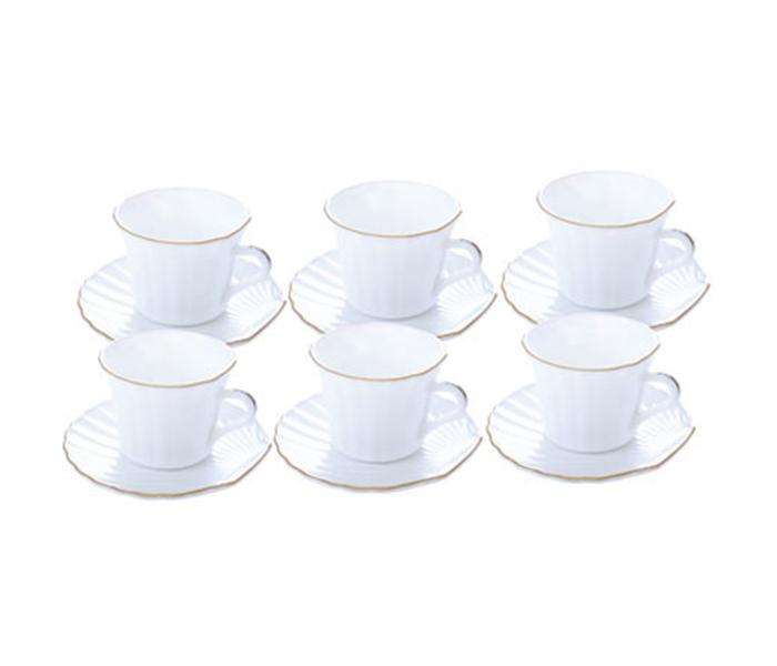 Royalford RF8313 Shell Shape Cup and Saucer with Gold Rim - 12 Pieces - Zoom Image 3