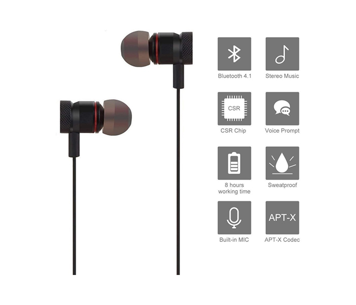 iends IE-HS674 Sports Bluetooth In-Ear Headphone - Black - Zoom Image 3