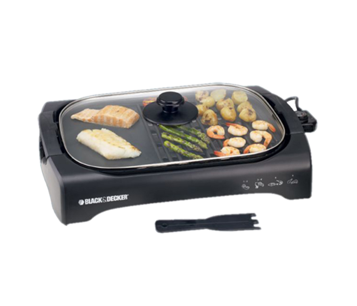 Black and Decker LGM70-B5 2200W Open Flat Grill with Glass Lid - Black - Zoom Image 2