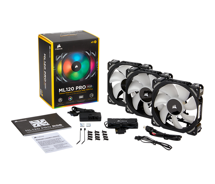 Corsair CO-9050076-WW ML120 PRO RGB LED 120MM PWM Premium Magnetic Levitation Fan - Black - Zoom Image 7