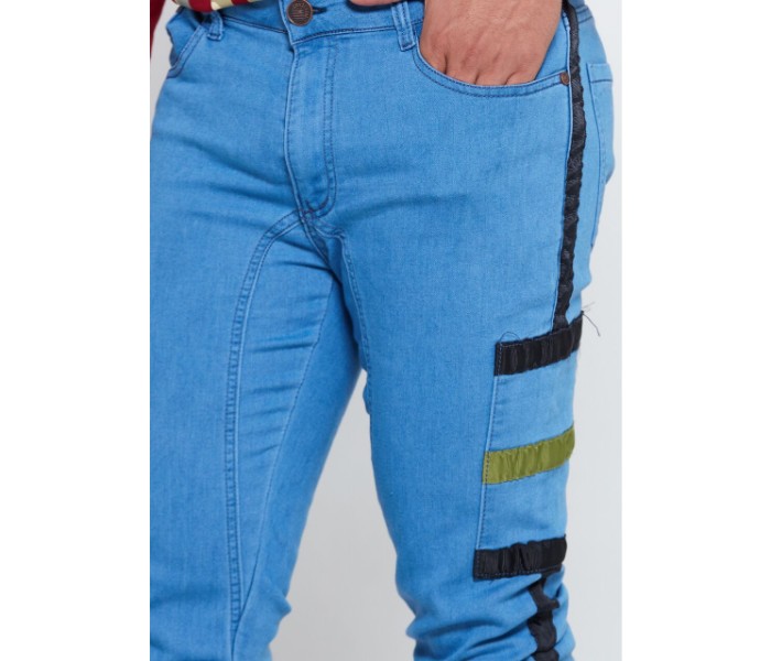 Petro OU10004 Skin Fit Super Stretch Bottom Ribbed Jeans 33-Blue - Zoom Image 4