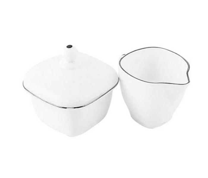 Royalford RF6808 Opal Ware Lyra Square Silver Line Dinner Set - White, 96 Pieces - Zoom Image 4