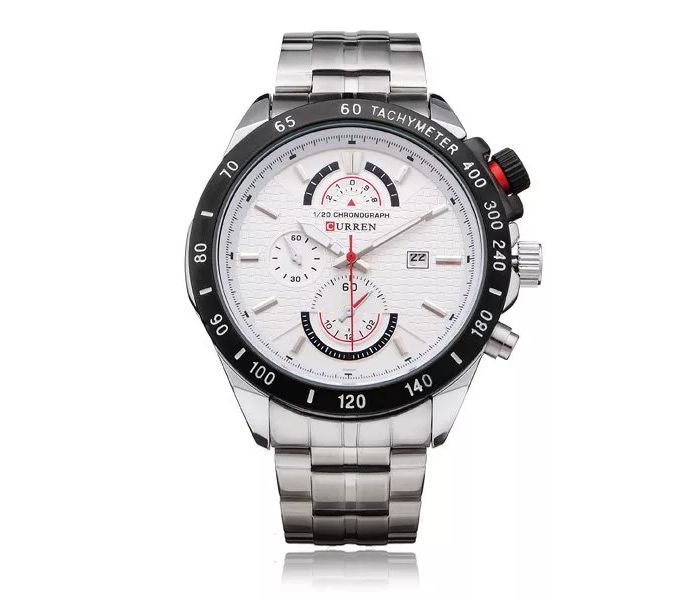 Curren 8148 Stainless Steel Watch For Men Silver And White - Zoom Image 4