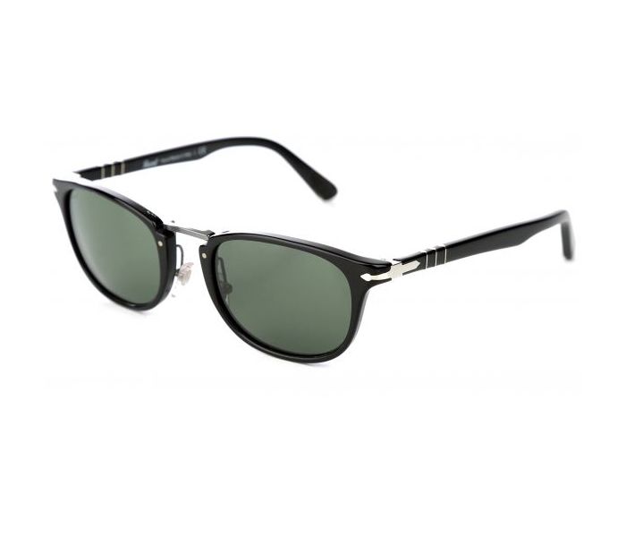 Persol 0PO3127S 95/31 Oval Black Frame & Green Mirrored Sunglasses for Unisex - Zoom Image