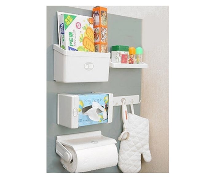 5 In 1 Multifunction Magnetic Magpie Combination Storage Rack Set MAG854 White - Zoom Image 1