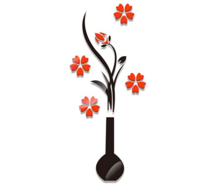 3D Flower  mirror  Wall sticker F5BSR Black and Red - Zoom Image