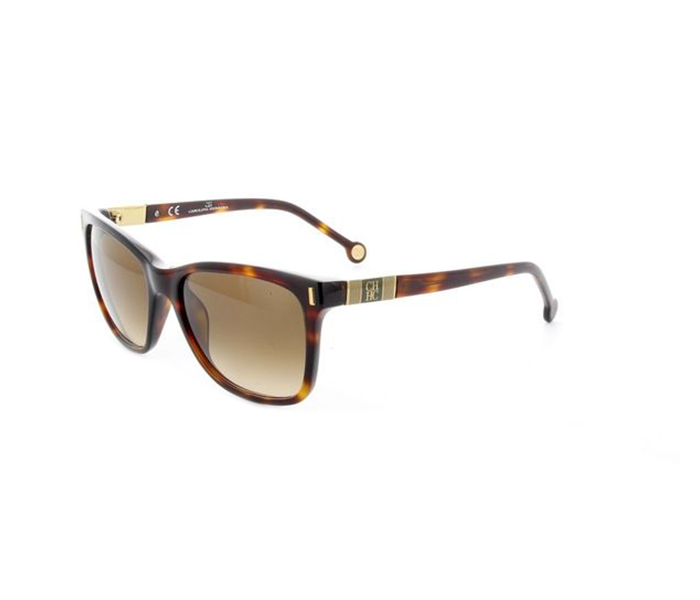 Carolina Herrera SHE601 04AP Oval Yellow & Brown Havana Frame and Brown Mirrored Sunglasses for Women - Zoom Image 5