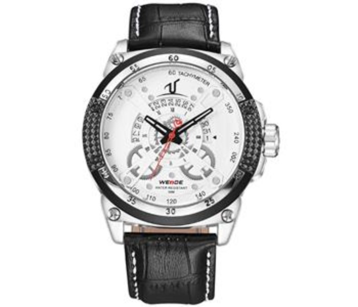 Weide UV 1605LB Mens Analog and Complete Calendar Watch Black and White - Zoom Image 3