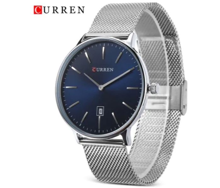 Curren 8302 Stainless Steel Analog Quartz Watch For Men Silver And Blue - Zoom Image 3