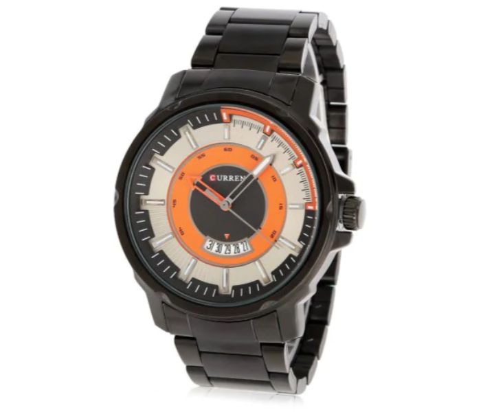 Curren 8229 Business Quartz Watch For Men Orange And Black - Zoom Image