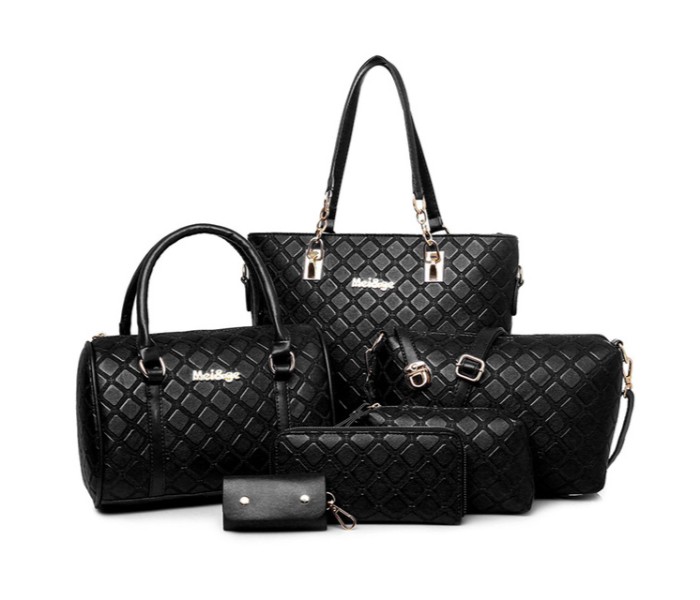 6 Piece Womens Fashion Shoulder Bag Set FH001 Black  - Zoom Image