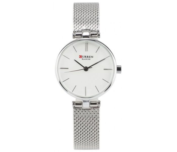 Curren 9038 Mesh Belt Quartz Watch For Women Silver and White - Zoom Image