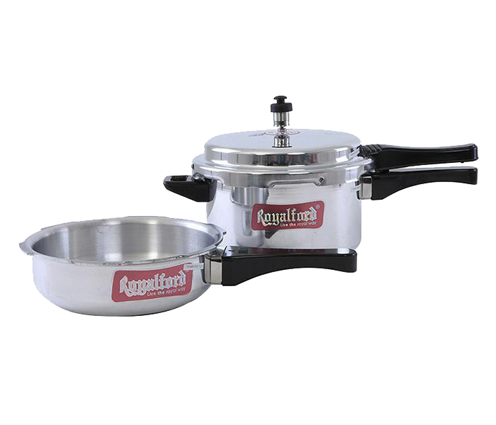 Royalford RF6909 5 Litre Aluminum Pressure Cooker & 3.5 Litre Pressure Pan - Set of 2, Silver - Zoom Image 3