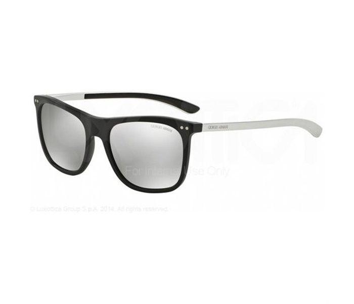 Giorgio Armani 0AR8048Q 50426G Wayfarer Matte Black Frame & Light Grey Mirror Silver Mirrored Sunglasses for Unisex - Zoom Image 1