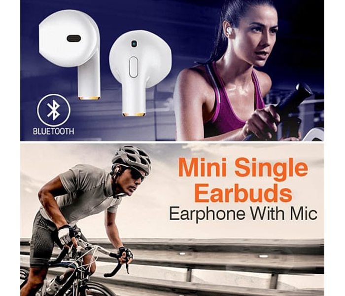 Wireless Bluetooth Mini Single Earbuds Earphone with Mic - White - Zoom Image 1