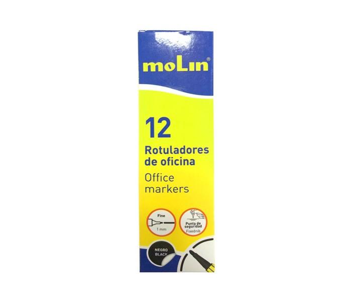 Molin ROP290-12-9 Box Of 12 Office Markers Black - Zoom Image