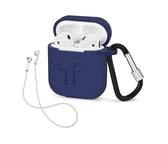 iends IE-HSC647 AirPods Case with Strap Protective Silicone Cover - Blue - Zoom Image 5