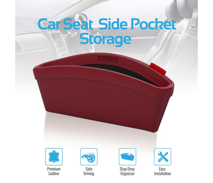 Promate CarPouch Car Seat Side Pocket Storage Organizer Pouch - Red - Zoom Image 1