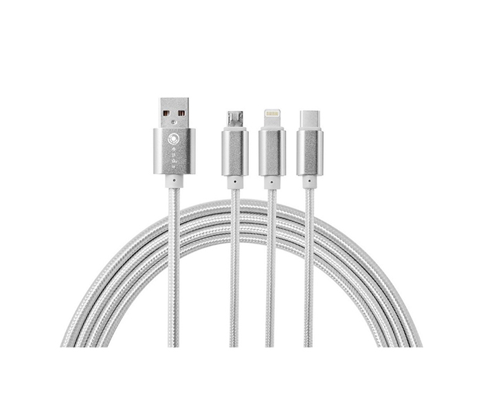 iends IN-CA399 3-in-1 Lightning Type C Micro USB to USB Charging Cable - Silver - Zoom Image 2