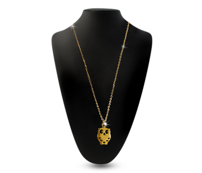 Milano 138254-01 Owl Crystal Pendant Drop Design Zircon Necklace 18kt Gold Plated - Zoom Image 2