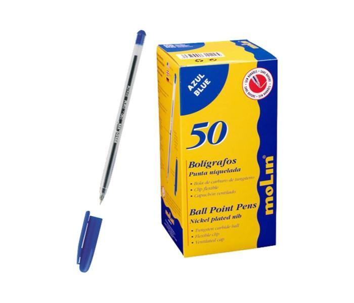 Molin BCN190-50-3 Box Of 50 Nickel Tip Ball Point Pen Blue, Clear - Zoom Image