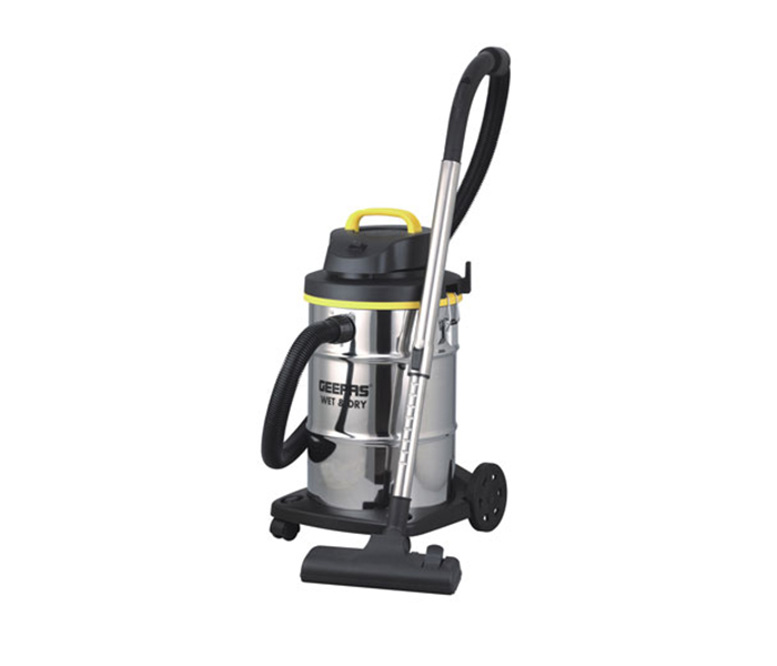 Geepas GVC19011 Wet and Dry Stainless Steel Vacuum Cleaner, Silver - Zoom Image