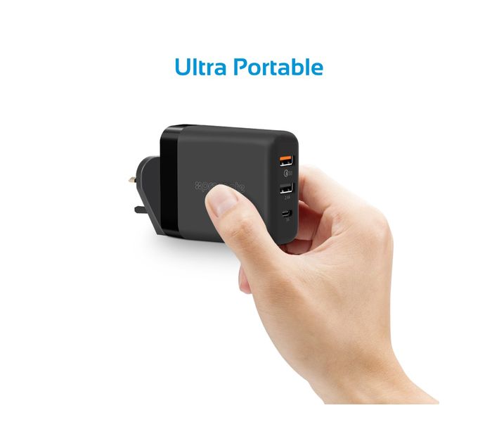 Promate PowerHub-QC.UK 30W Quick Charging Universal USB C Wall Charger, Black - Zoom Image 5