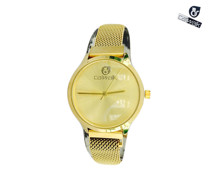 Catwalk CW-434 Genuine Quality Fashionable Cz Watch for Women - Gold - Zoom Image