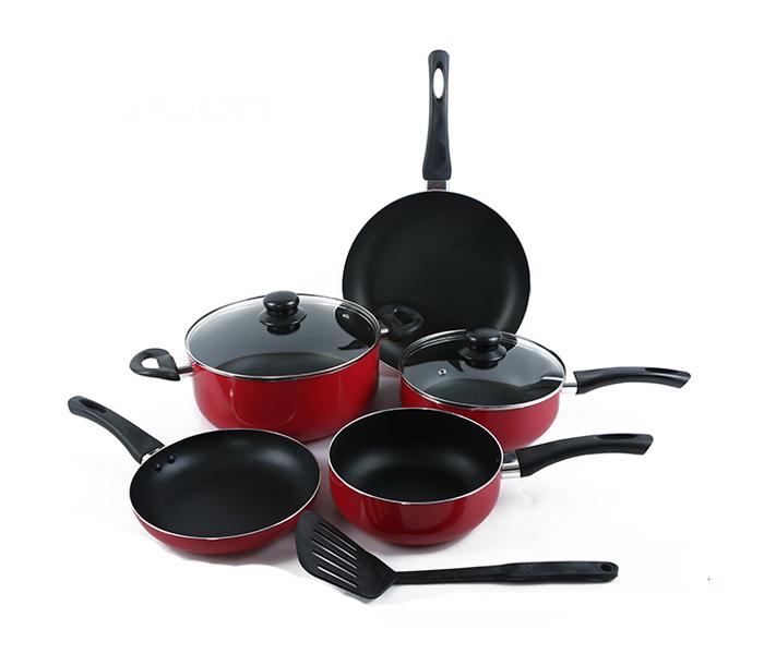 Epsilon EN3639 8 Pieces Aluminium Cookware Set - Red - Zoom Image