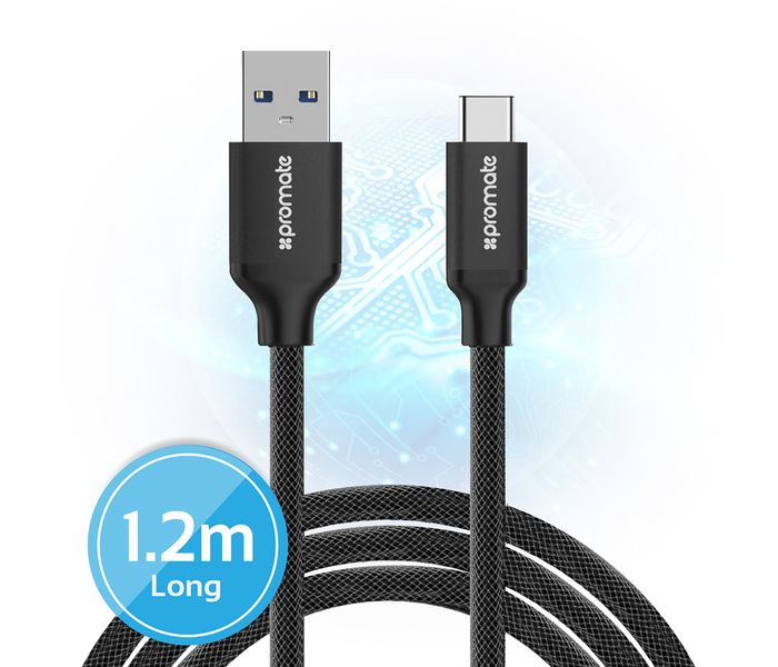 Promate UniLink-CAF USB-C to USB 3.0 Type-A Data and Charging Cable - Black - Zoom Image 8