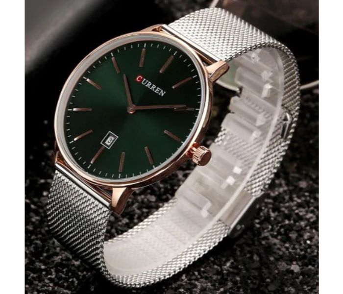 Curren 8302 Stainless Steel Analog Quartz Watch For Men Green And Silver - Zoom Image 1