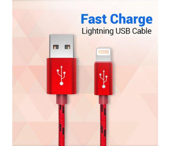 Fast Charging 2.4A Nylon Braid 1 M Lightning USB Cable ZE859 Assorted - Zoom Image 4