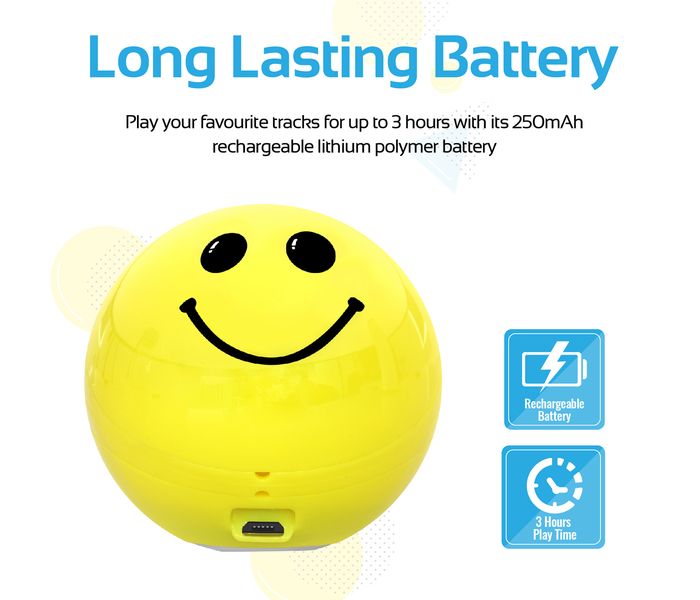 Promate Smiloji Cute Emoji Stereo Sound Wireless Bluetooth Speaker with Built-in Mic - Yellow - Zoom Image 5