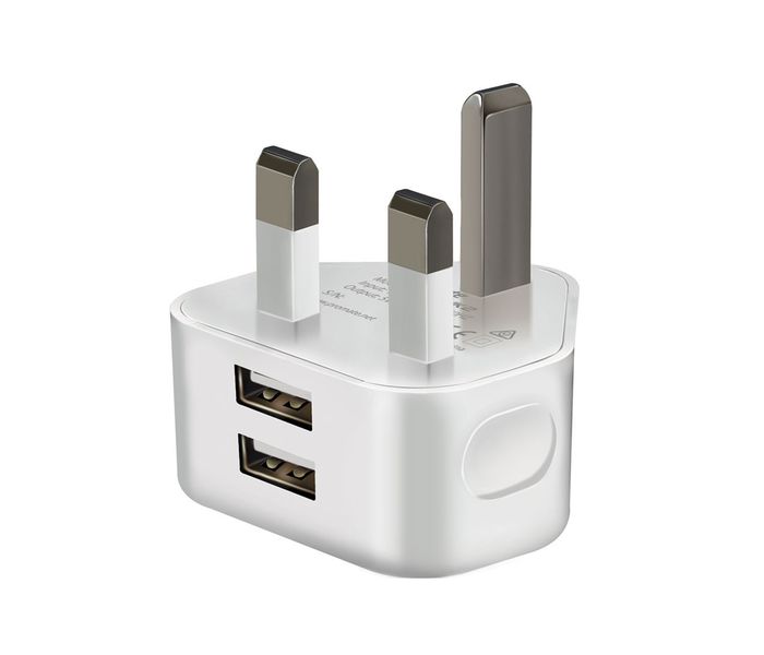 Promate Vim-UK2 2100mA Premium Home Charger with Dual USB Ports, White - Zoom Image 1