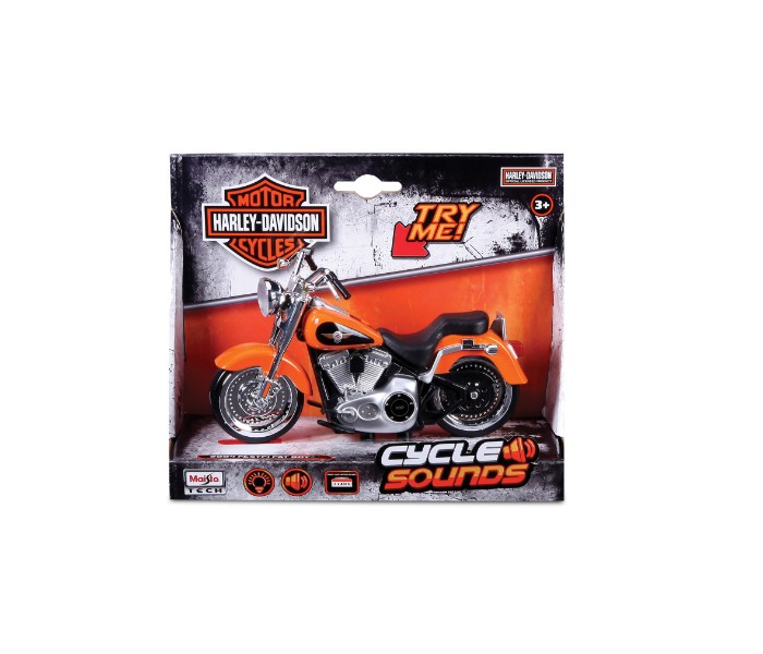 Maisto Tech 81631 Remote Control 6 inch HD Cycle Sounds Fat Boy with Batteries Orange - Zoom Image