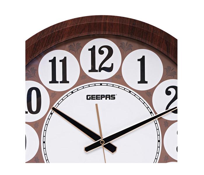 Geepas GWC4803 Taiwan Movement Wall Clock, White & Brown - Zoom Image 3