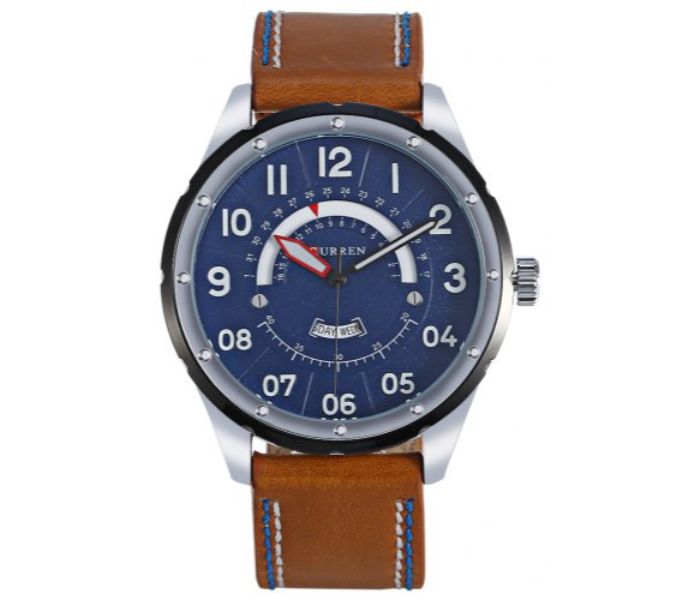 Curren 8267 Quartz Watch For Men Blue And Brown - Zoom Image 2