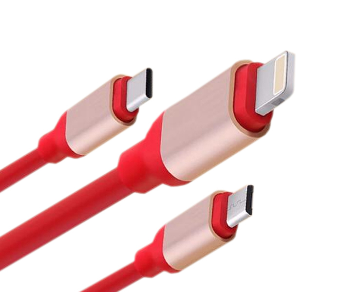 Zooni 3in1 Charging Cable Micro USB2.0 ,Type C Male To USB, Lightning To USB - Zoom Image 4