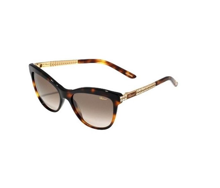 Chopard SCH189S 0748 Oval Orange Spotted Dark Havana Frame & Brown Mirrored Sunglasses for Women - Zoom Image