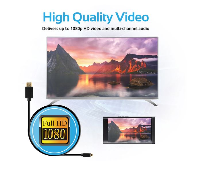 Promate LinkMate-H3 24K Gold Plated Micro-HDMI to HDMI Audio Video Cable - Black - Zoom Image 7