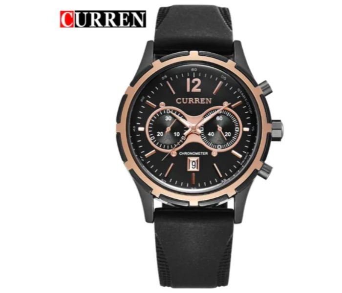 Curren 8066 Silicon Strap Analog Watch For Men Black - Zoom Image 3