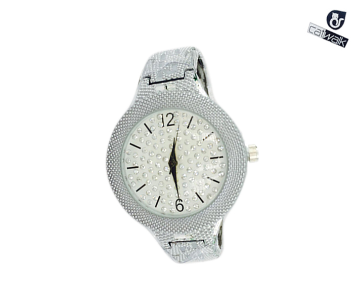 Catwalk CW-425 Genuine Quality Fashionable Cz Watch for Women - Silver - Zoom Image