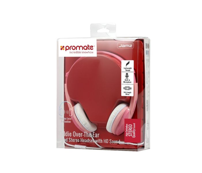 Promate Jamz Kiddie Over-The-Ear Wired Stereo Headset with HD Sound, Pink - Zoom Image 4