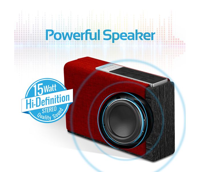 Promate Streambox-Xl Portable Fabric Wireless Speaker with Internet Radio - Red - Zoom Image 4