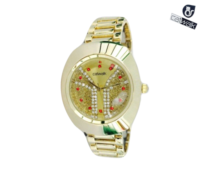 Catwalk CW-172 Genuine quality Fashionable Cz Watch For Women - Gold - Zoom Image