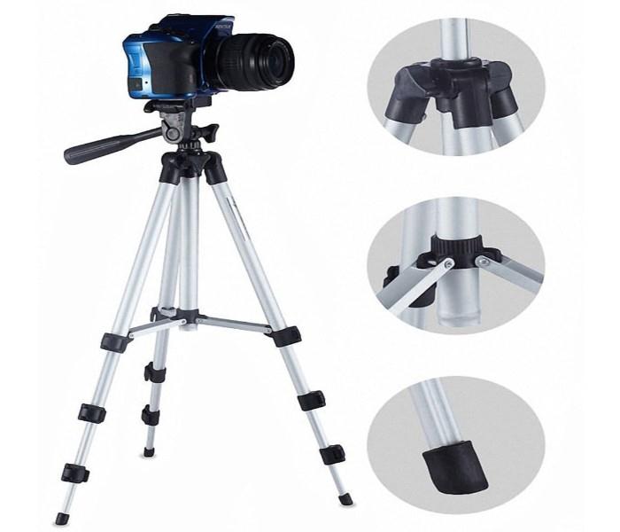 Professional 3110 Portable & Foldable Tripod Stand with Clip Bracket Holder for Mobile, Camera and go pro Flexible Mount with Three-dimensional Head - Zoom Image 1