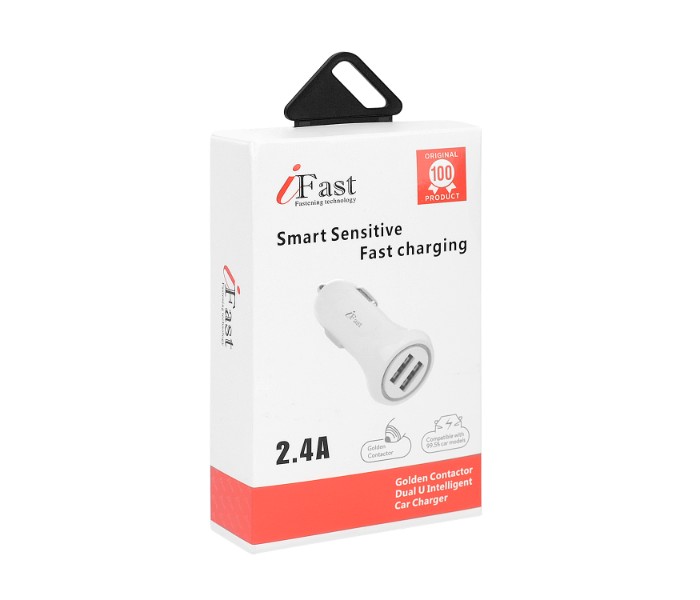 I Fast IF-903 2 Port Car Charger White - Zoom Image