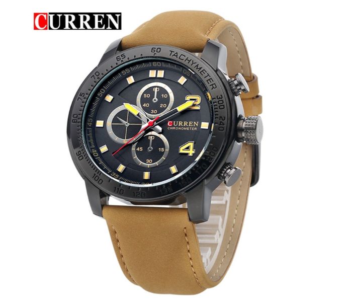 Curren 8190 Casual Analog Quartz Watch For Men Black And Brown - Zoom Image 2